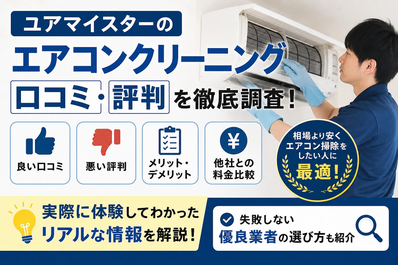 ユアマイスターのエアコンクリーニング最新口コミ・評判まとめ！実際に体験してわかったメリット・デメリット