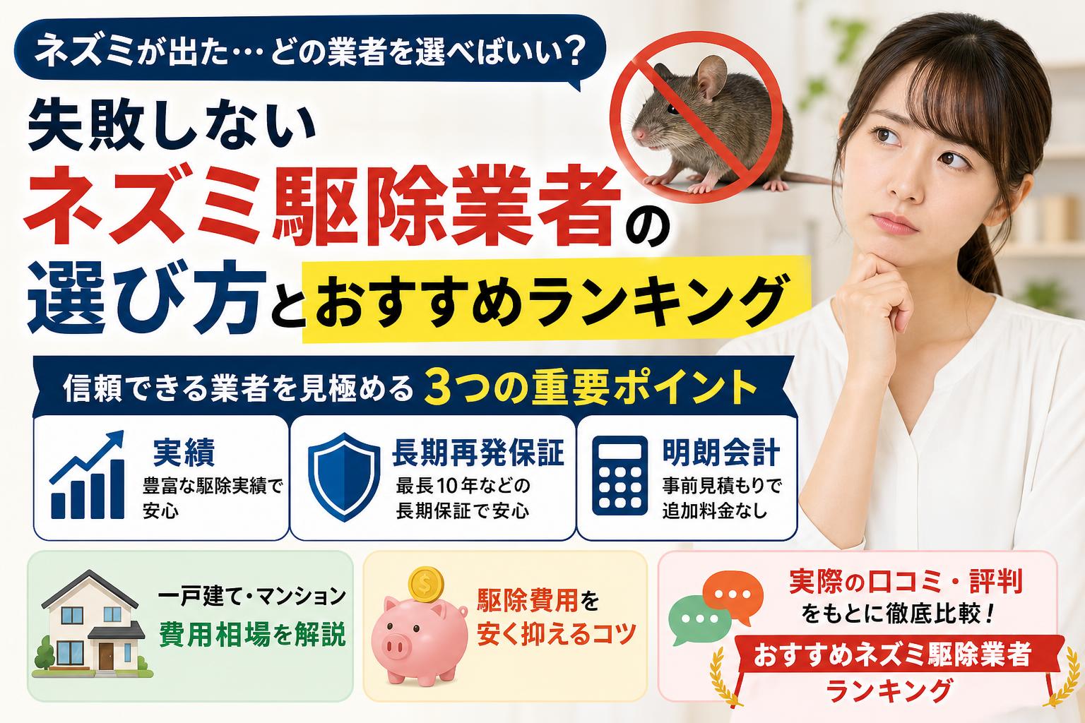 ネズミ駆除業者おすすめ人気ランキング!リアルな口コミ・評判と費用相場で徹底比較