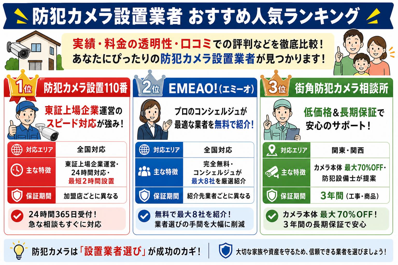 防犯カメラ設置業者おすすめ人気ランキング