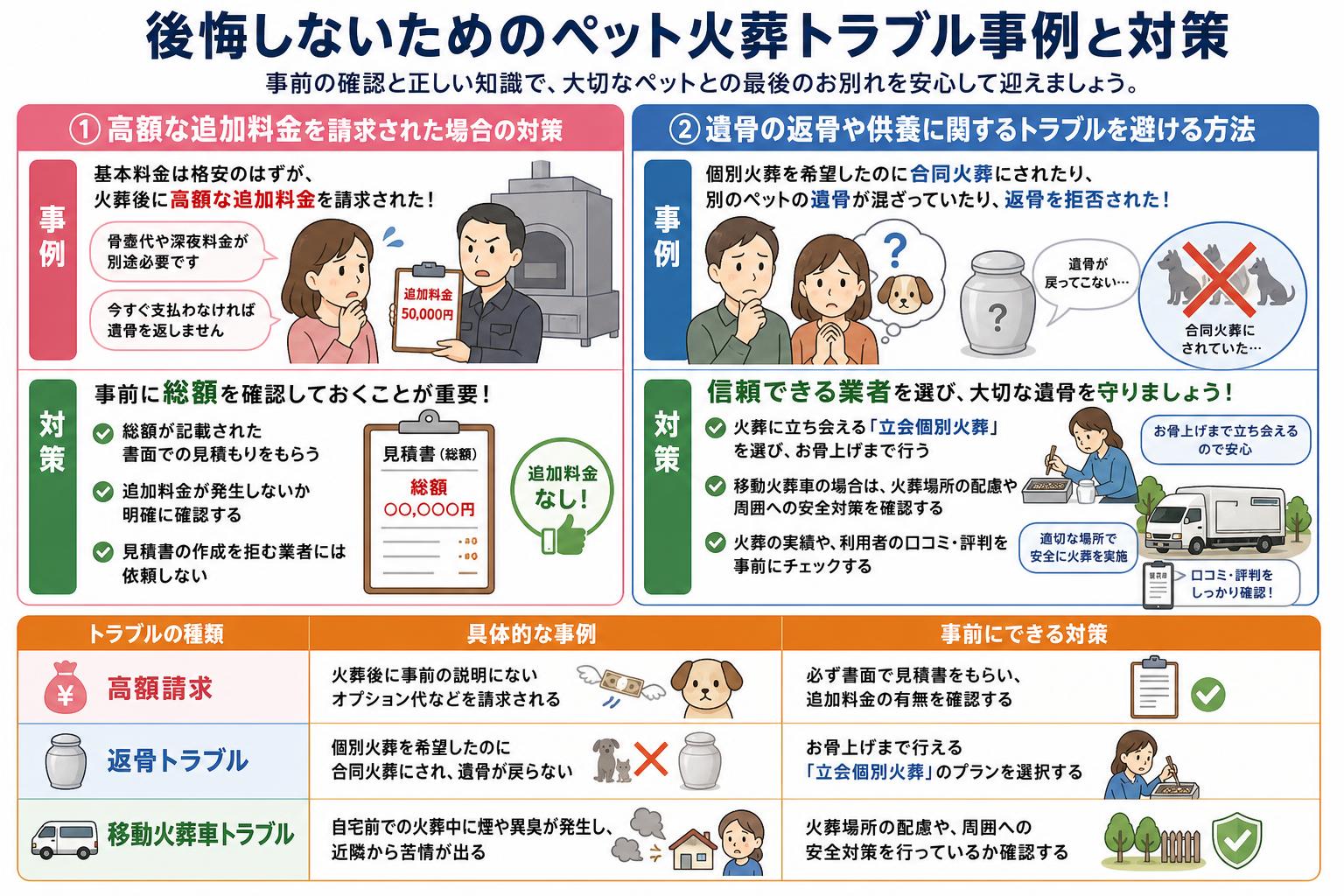 後悔しないためのペット火葬トラブル事例と対策