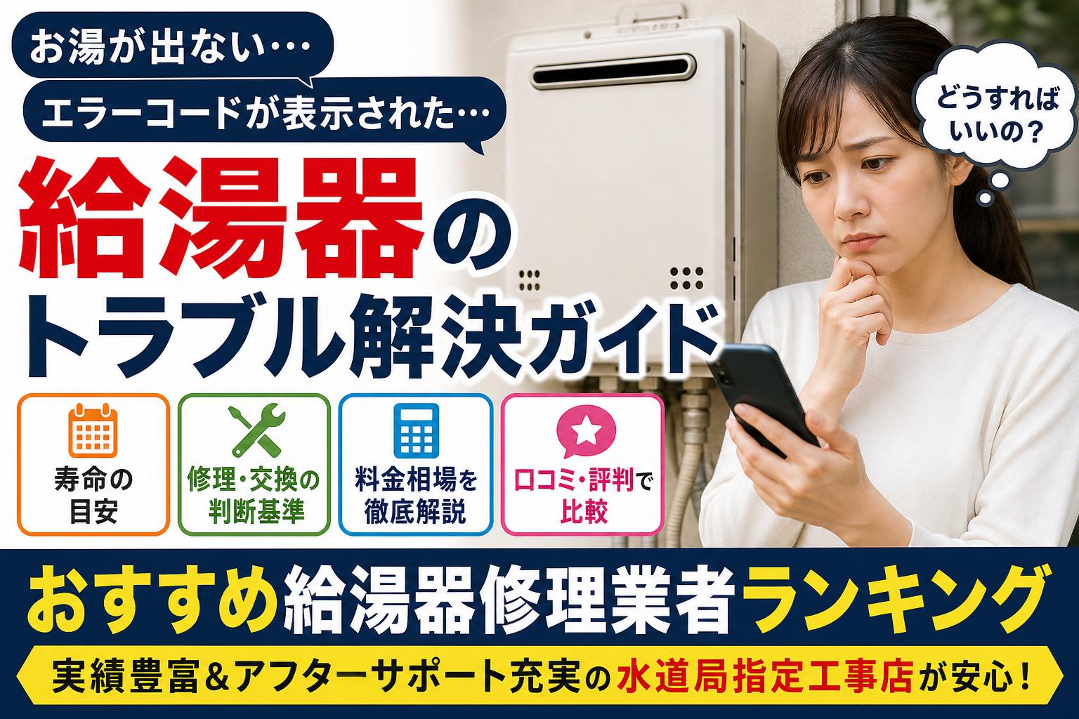 給湯器の修理業者おすすめ人気ランキング!料金相場と口コミ・評判から見える失敗しない選び方を解説