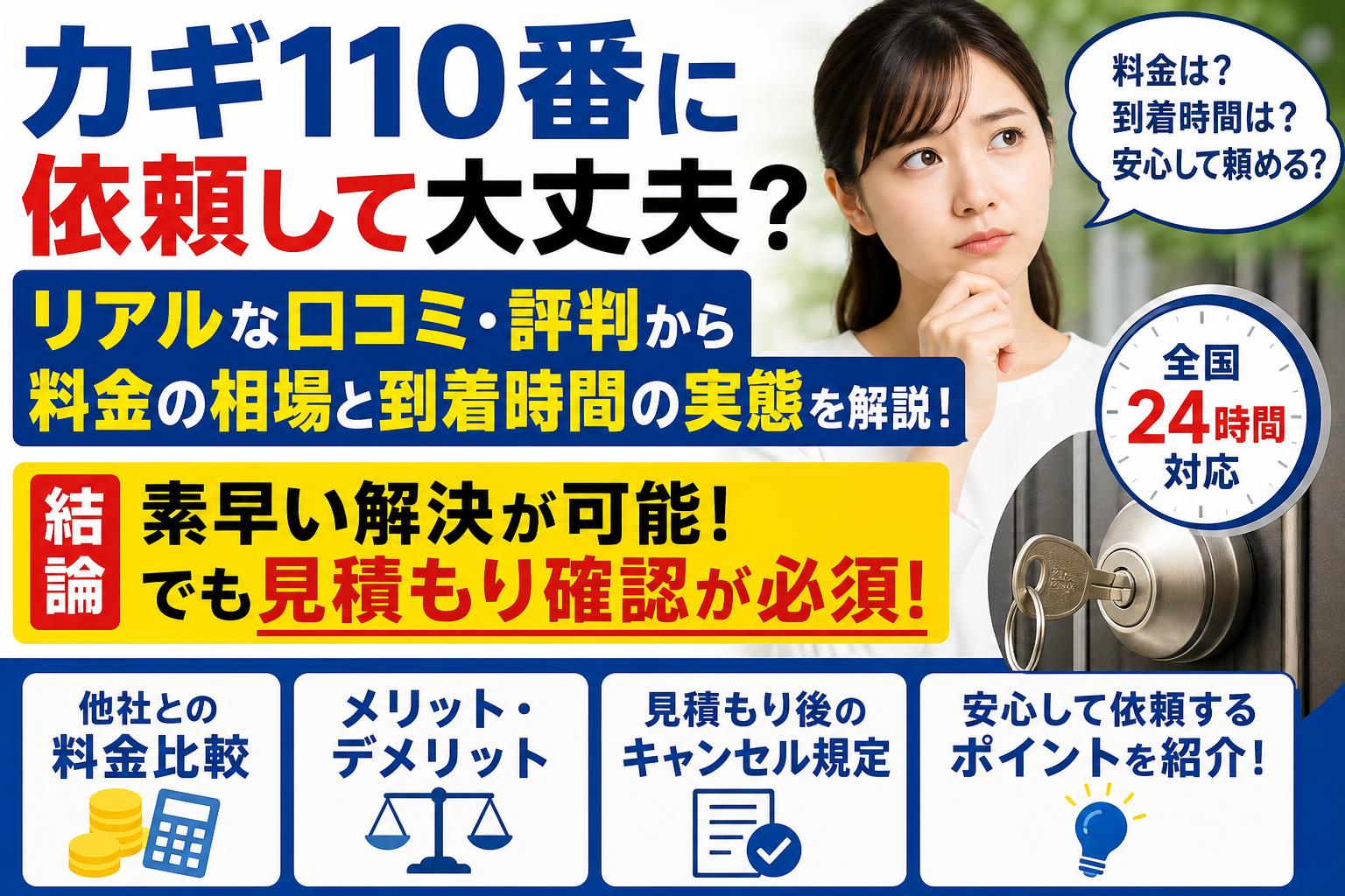 カギ110番の口コミ・評判はどう？鍵開け料金や到着時間のリアルな評価を徹底解説