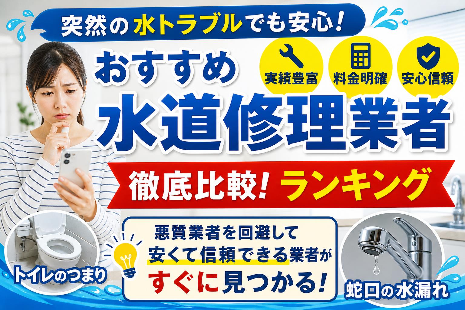 水道トラブルおすすめ業者ランキング!口コミ・評判の紹介や賢い選び方も!