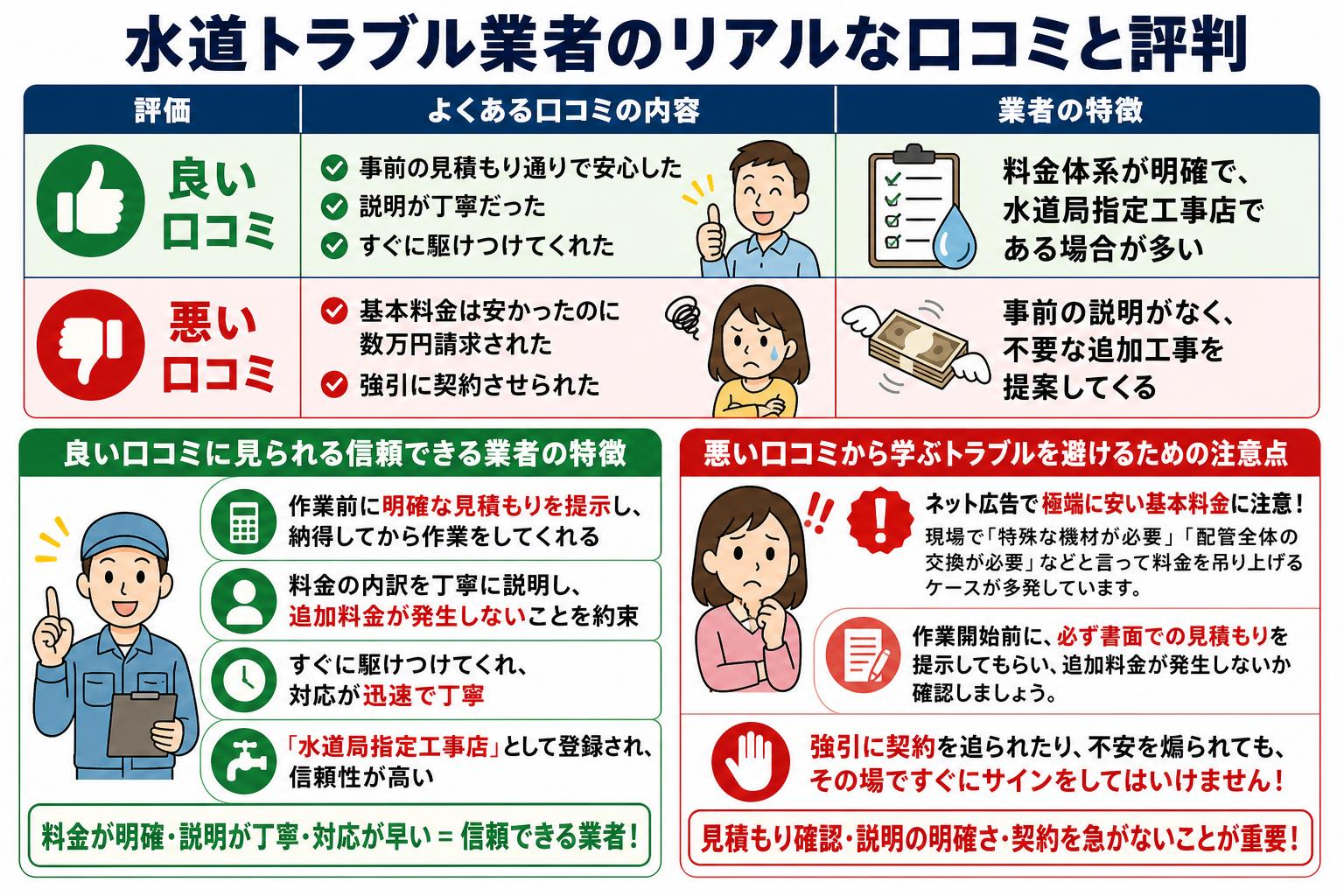 水道トラブル業者のリアルな口コミと評判