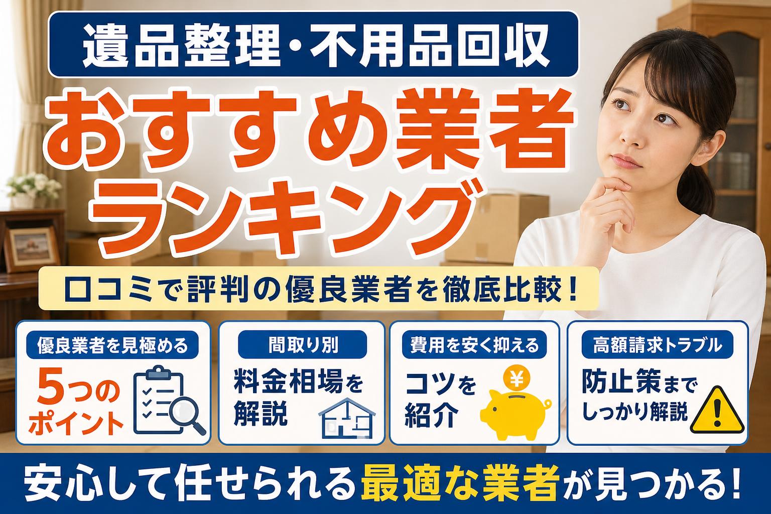 遺品整理・不用品回収おすすめ業者ランキング！口コミ・評判から見える安心のサービスの選び方！